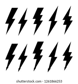 Thunderbolt and high voltage black icons for design