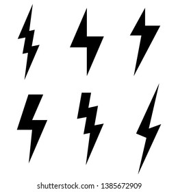 Thunderbolt and high voltage black icons for design