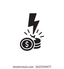 Thunderbolt atingindo moeda ícone preenchido