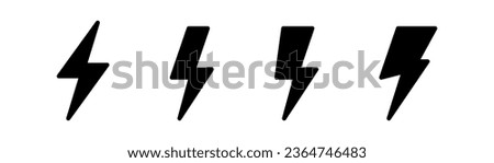 Thunderbolt icon in glyph. Flash symbol. Black lightning icon. Thunderbolt icons in glyph. Flash sign. Black charge symbol. Stock vector illustration