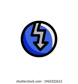 Thunderbolt Icon, isolated on white. User Interface Outline Icon.
