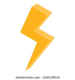 Thunderbolt icon. Isometric of thunderbolt vector icon for web design isolated on white background