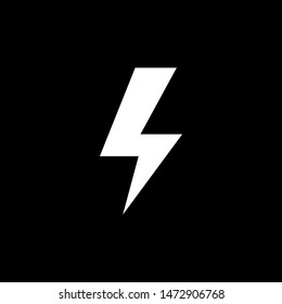 Thunderbolt Icon On Black Background. Black Flat Style Vector Illustration