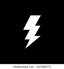 Thunderbolt Icon On Black Background. Black Flat Style Vector Illustration