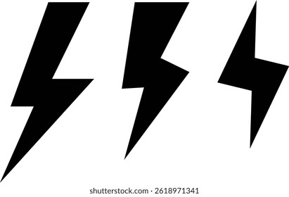 thunderbolt icon set. Lightning bolt icons. Electric power symbol. Power energy sign
