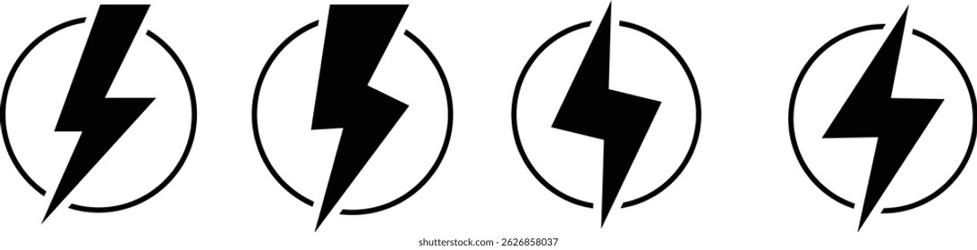 thunderbolt icon set. Lightning energy. Power energy sign. flash thunder power icon
