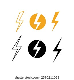Thunderbolt Icon Set Vector Design on White Background.