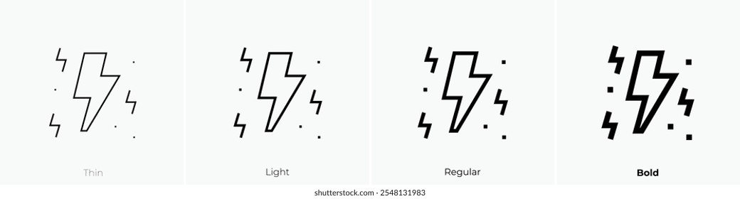 thunderbolt icon. Thin, Light Regular And Bold style design isolated on white background