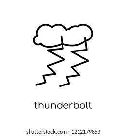Thunderbolt icon from Weather collection., editable outline stroke vector illustration