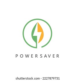 plantilla de diseño de la ilustración de thunderbolt leaf round o eco energy saver icon