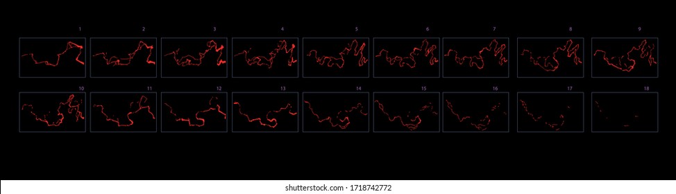 Thunderbolt Lightning animation, thunderbolt effect for games or video. frames sprite sheet animation electricity thunderbolt danger.- Vector