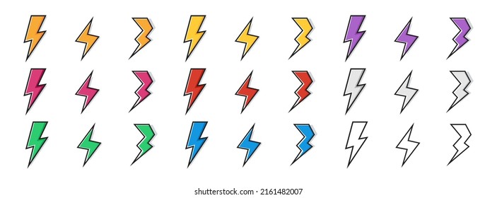 Thunderbolt lightning. Lightning bolt icons. Lighting flash symbol collection. Electric thunder bolt lightning flash icons set. EPS 10. 