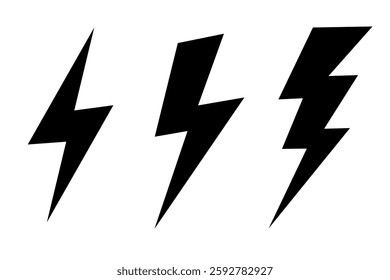thunderbolt and lightning icons set. silhouette vector isolated on white background. simple and modern design.