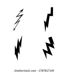 Tornillo, señal de paro relámpago. Iconos de trueno negro sobre fondo blanco. Conjunto de vectores de iconos de trueno negro. Ilustración del vector