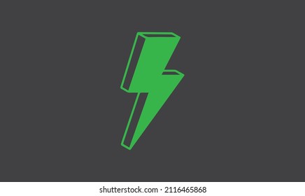 Thunderbolt, lightning zigzag simple green and white icon.Lightning isolated vector icon. Electric bolt flash icon. Power energy symbol. Thunder icon.
