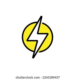 thunderbolt logo circle design illustration
