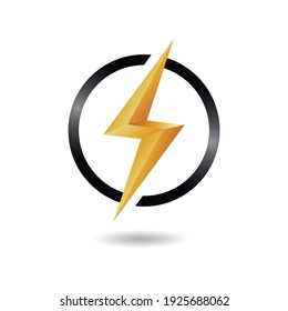 ThunderBolt Logo Design Concept in a Black Circle.