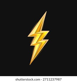Thunderbolt logo, icon. Neon Abstract Lightning bolt sign isolated on black background. Vector illustration