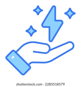 Thunderbolt on hand depicting concept vector of save energy vector in trendy style