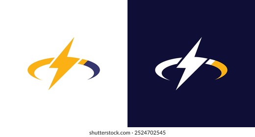 Thunderbolt in oval circle icon logo thunder bolt energy electrical vector