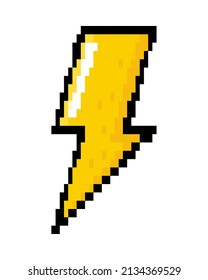 thunderbolt pixel icon flat isolated