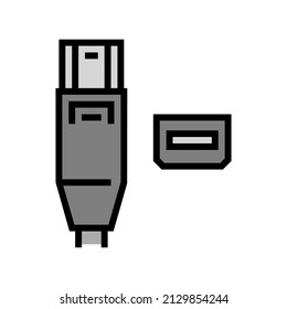 thunderbolt port color icon vector. thunderbolt port sign. isolated symbol illustration