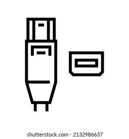thunderbolt port line icon vector. thunderbolt port sign. isolated contour symbol black illustration