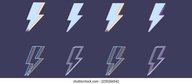 thunderbolt set minimalistic and retro designed