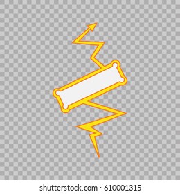 Thunderbolt sign on transparent background. Vector Superhero Sign. Flash Icon. Color Flat Vector Icon of Power