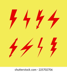 Thunderbolt signs on yellow background , Flash icon