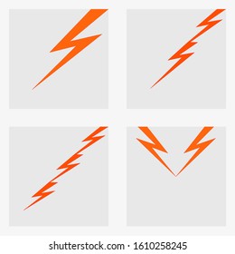 Thunderbolt style set orange color graphic design vector illustration 