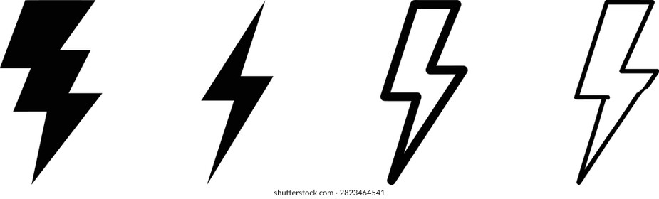 Thunderbolt symbol collection. electricity graphic vector. wattage icon. electrical emblem