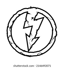 Thunderbolt symbol. Lightning icon. T-shirt print. Hand drawing illustration isolated on white background. Vector EPS 10.