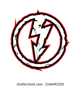 Thunderbolt symbol. Lightning icon. T-shirt print. Hand drawing illustration isolated on white background. Vector EPS 10.