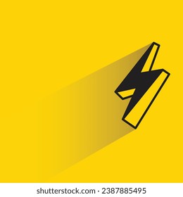 thunderbolt symbol with shadow on yellow background
