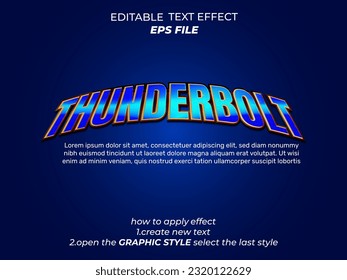 thunderbolt text effect, font editable, typography, 3d text. vector 
