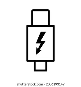 Thunderbolt conector USB C cable line art icono vectorial para aplicaciones y sitios web