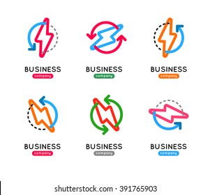 Thunderbolt vector icon set. Thunderbolt business logo. Thunderbolt company icon. Thunderbolt outline design icon. Thunderbolt vector set