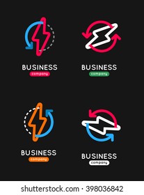 Thunderbolt vector icon set. Thunderbolt business logo. Thunderbolt company icon. Thunderbolt outline design icon. Thunderbolt vector set