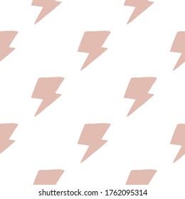 Thunderbolt vector wallpaper. Lightning bolts. Creative black thunder backdrop seamless pattern on white background.  Decorative backdrop for fabric design, textile print, wrapping paper