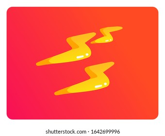 Thunderbolt Vibes: Infuse your designs with excitement using this flat design lightning cartoon. The yellow lightning vector on a red background adds a touch of vibrancy and electrifying vibes