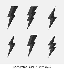 Thunderbolts icons. Lightning icons isolated on white background. Vector illustration