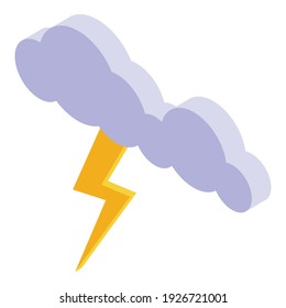 Thundercloud icon. Isometric of thundercloud vector icon for web design isolated on white background