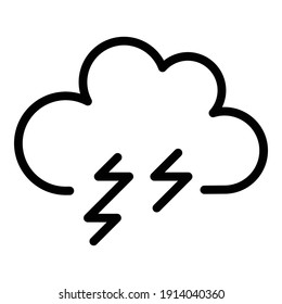 Thundercloud icon. Outline thundercloud vector icon for web design isolated on white background