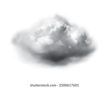 Thundercloud, isolated. Realistic element of thundercloud, thick gray smoke on transparent background