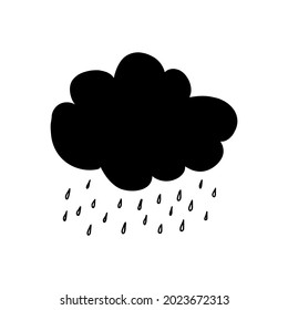 Nubes de lluvia. Silhouette de una nube de tormenta. Ilustración vectorial de la silueta del cielo dibujada a mano sobre fondo blanco.