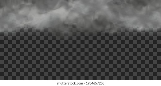 Thundercloud. Rainy gray cloud.  Realistic vector illustration isolated on transparent background.
