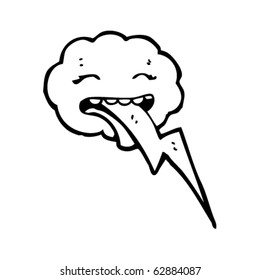 Thundercloud Spitting Lightning Bolt Cartoon