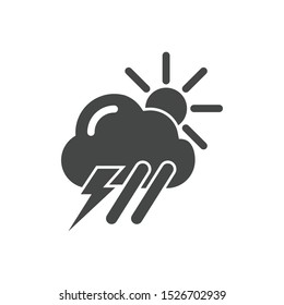 Thundercloud with Sun icon isolated on white background. Weather symbol modern, simple, vector, icon for website design, mobile app, ui. Vector Illustration