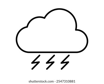 Thundercloud weather line drawing icon_line width editable stroke